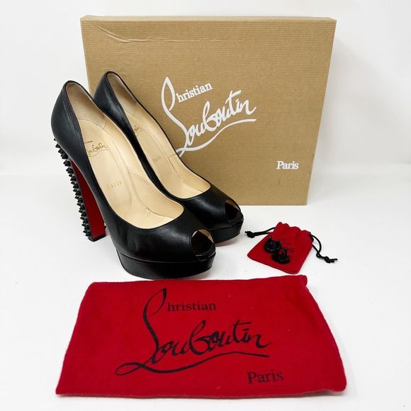 Christian Louboutin Shoes - CHRISTIAN LOUBOUTIN Babel Clou 150mm Black Spike Pumps 39 US 9 Leather Platform